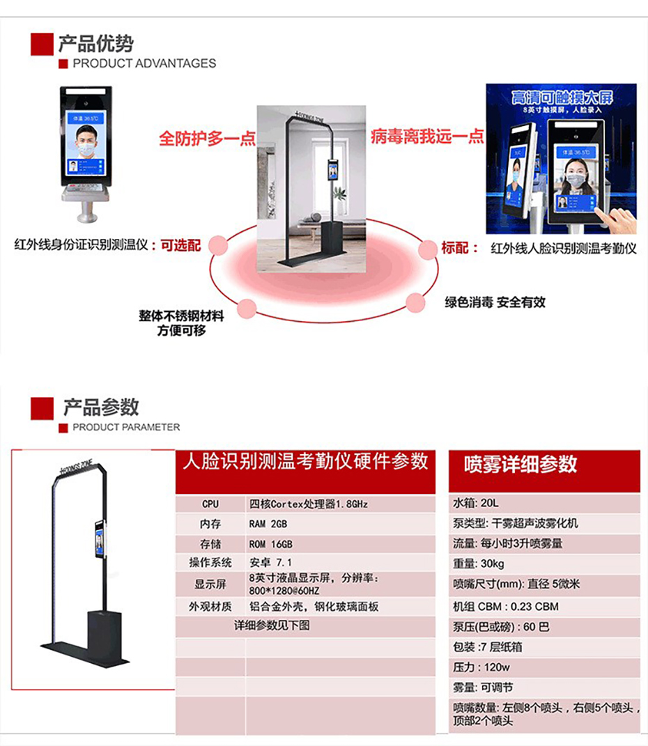 多功能測溫消毒門